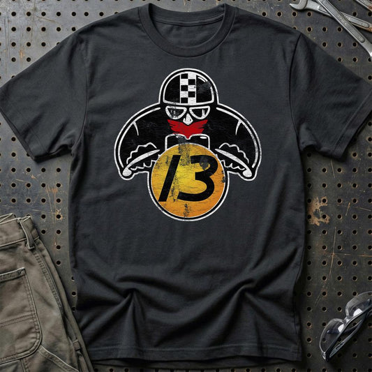 Nr 13 Biker Vintage Style Unisex T-Shirt , Bomuld-Beklædning-Nr-Sort-S-Garage Culture Shop- garage - man cave - merchandise