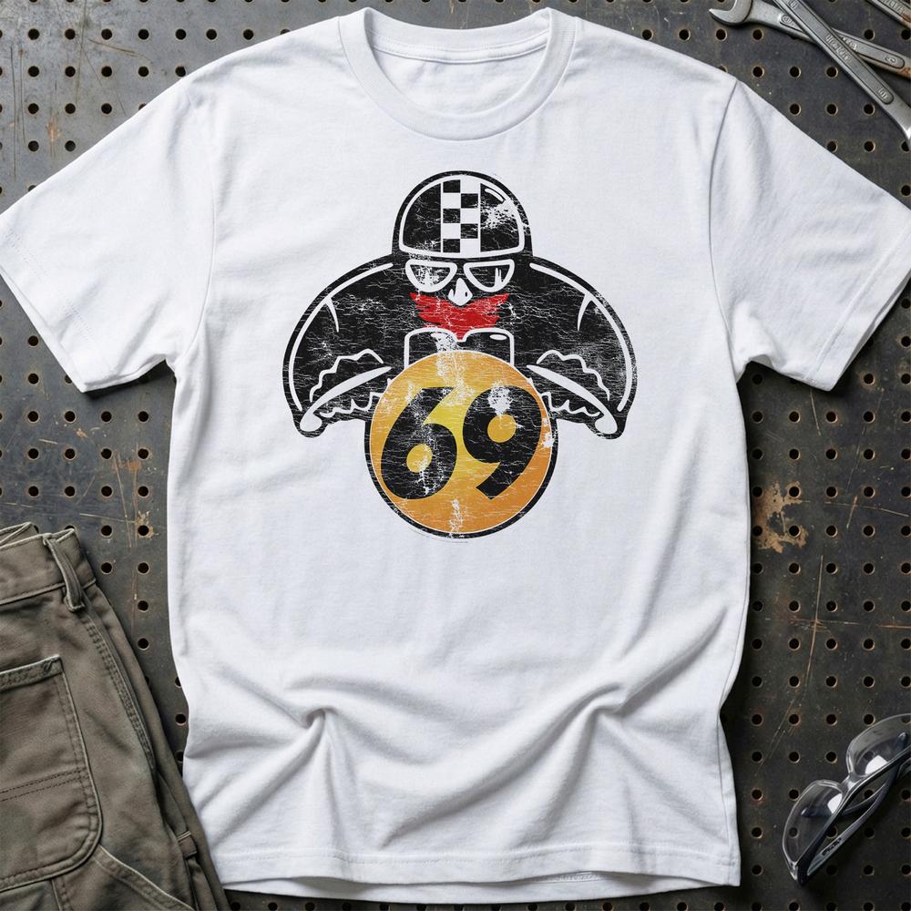 Nr 69 Biker Vintage Style T-Shirt-Beklædning-Nr-Hvid-S-Garage Culture Shop- garage - man cave - merchandise