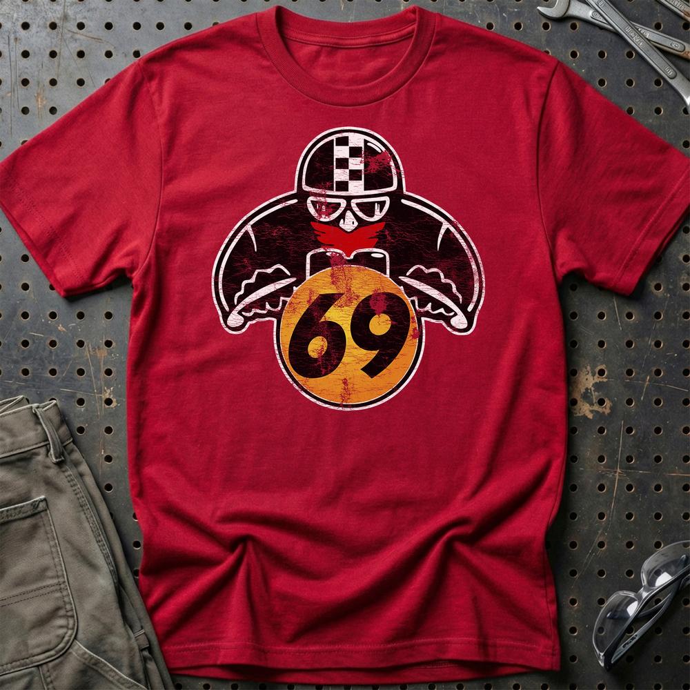 Nr 69 Biker Vintage Style T-Shirt-Beklædning-Nr-Rød-S-Garage Culture Shop- garage - man cave - merchandise