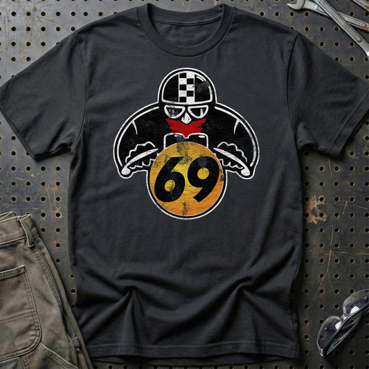 Nr 69 Biker Vintage Style Unisex T-Shirt , Bomuld-Beklædning-Nr-Sort-S-Garage Culture Shop- garage - man cave - merchandise