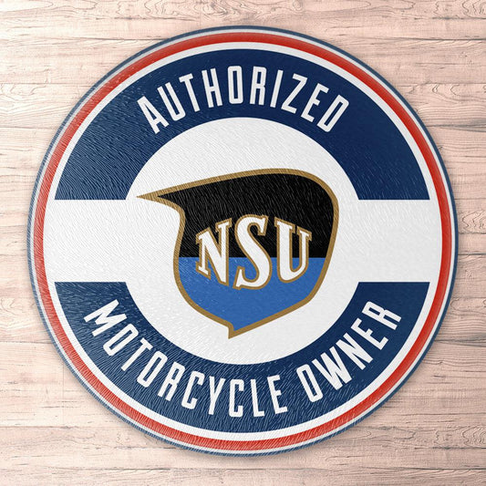 Nsu Authorized Motorcycle Owner, Runde Skilte , Musemåtte Rundt , Kop Underlag, Underlagssæt-Runde Skilte-NSU-Garage Culture Shop- garage - man cave - merchandise