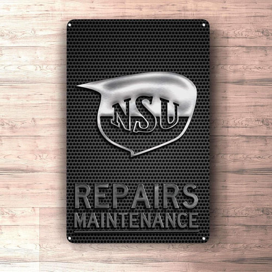 Nsu Repairs Maintenance Skilte, Musemåtte, Dørmåtte , Plakat-Skilte-NSU-Garage Culture Shop- garage - man cave - merchandise