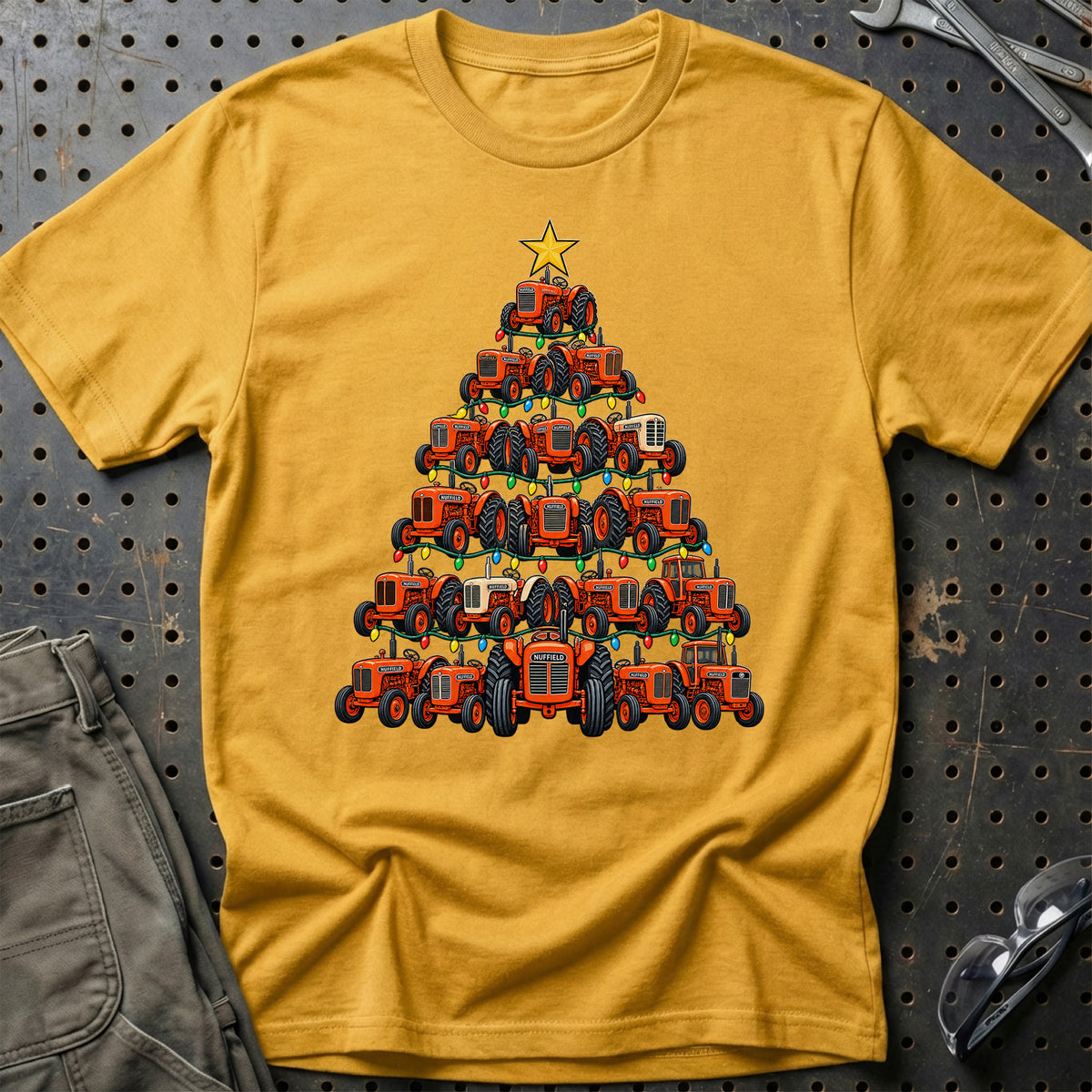 Nuffield Juletræ T-Shirt-Beklædning-Nuffield-Guld-S-Garage Culture Shop- garage - man cave - merchandise