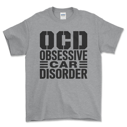 Obsessive Car Disorder T-Shirt , Bomuld-Beklædning-Garage Culture-Grå Sport-S-Forside-Garage Culture Shop- garage - man cave - merchandise