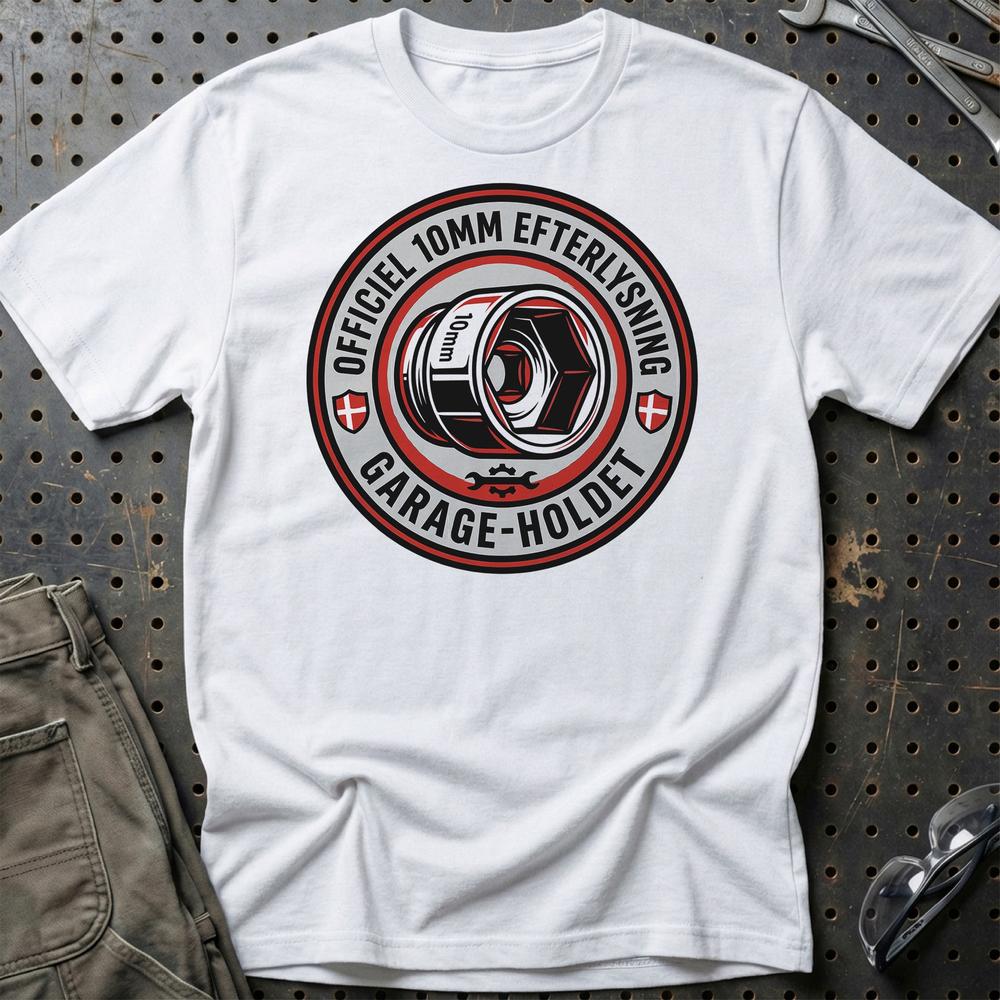 Officiel 10mm Eftersøgning – Garage - Unisex T-Shirt , Bomuld-Beklædning-Garage Culture-Hvid-S-Garage Culture Shop- garage - man cave - merchandise
