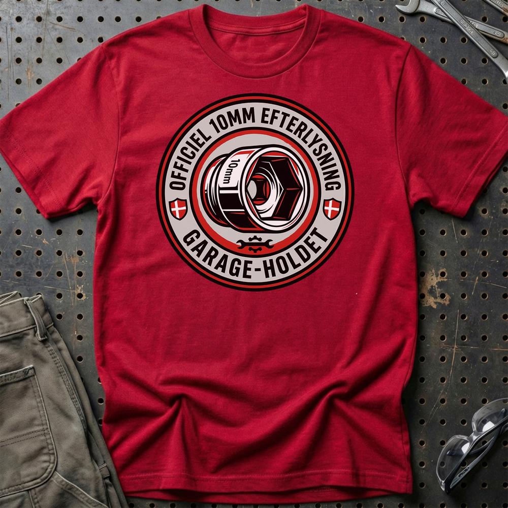 Officiel 10mm Eftersøgning – Garage - Unisex T-Shirt , Bomuld-Beklædning-Garage Culture-Rød-S-Garage Culture Shop- garage - man cave - merchandise