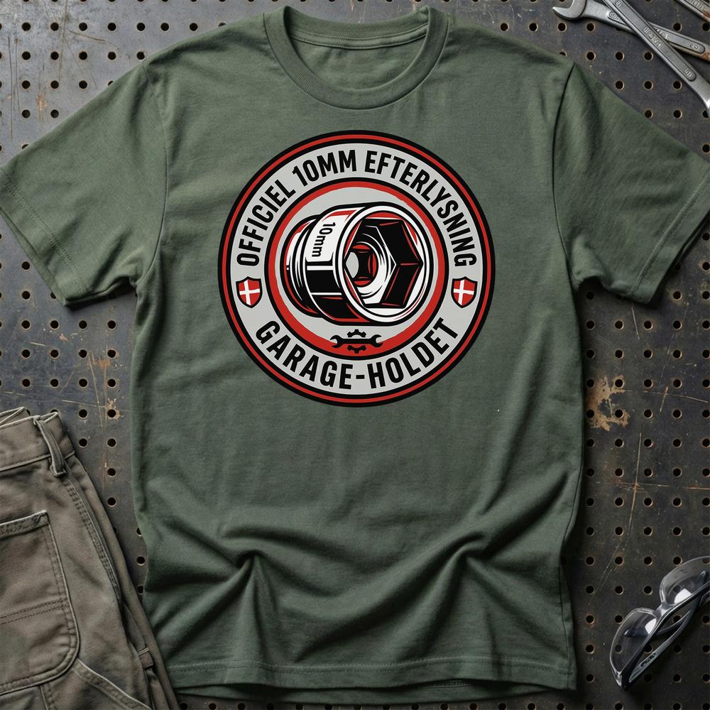 Officiel 10mm Eftersøgning – Garage - Unisex T-Shirt , Bomuld-Beklædning-Garage Culture-Grøn Militær-S-Garage Culture Shop- garage - man cave - merchandise
