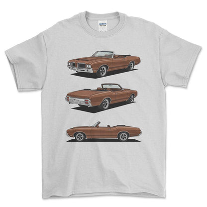Oldsmobile 442 Convertible - One Line Style Unisex T-Shirt-Beklædning-Oldsmobile-Hvid-S-Forside-Garage Culture Shop- garage - man cave - merchandise