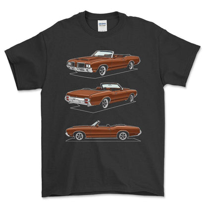 Oldsmobile 442 Convertible - One Line Style Unisex T-Shirt-Beklædning-Oldsmobile-Sort-S-Forside-Garage Culture Shop- garage - man cave - merchandise