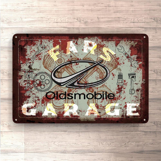 Oldsmobile Fars Garage Vintage Skilte, Musemåtte, Dørmåtte-Skilte-Oldsmobile-Garage Culture Shop- garage - man cave - merchandise