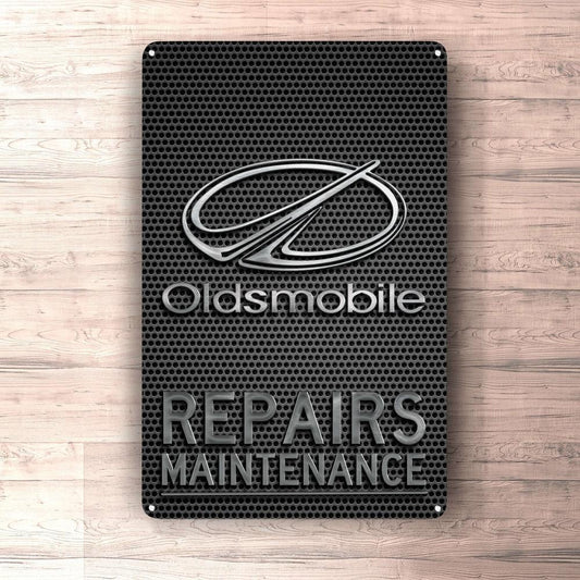 Oldsmobile Repairs Maintenance Skilte, Musemåtte, Dørmåtte-Skilte-Oldsmobile-Garage Culture Shop- garage - man cave - merchandise
