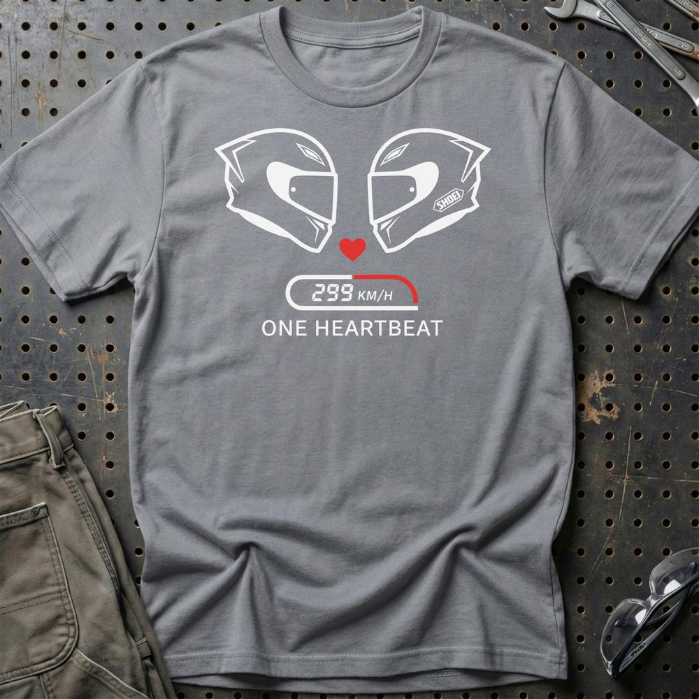 One Hearbeat – Unisex T-Shirt , Bomuld-Beklædning-Garage Culture-Grå Sport-S-Garage Culture Shop- garage - man cave - merchandise