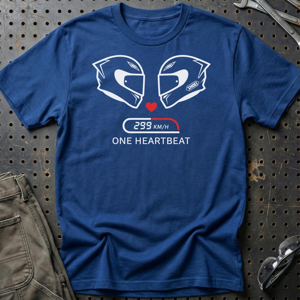 One Hearbeat – Unisex T-Shirt , Bomuld-Beklædning-Garage Culture-Blå Royal-S-Garage Culture Shop- garage - man cave - merchandise
