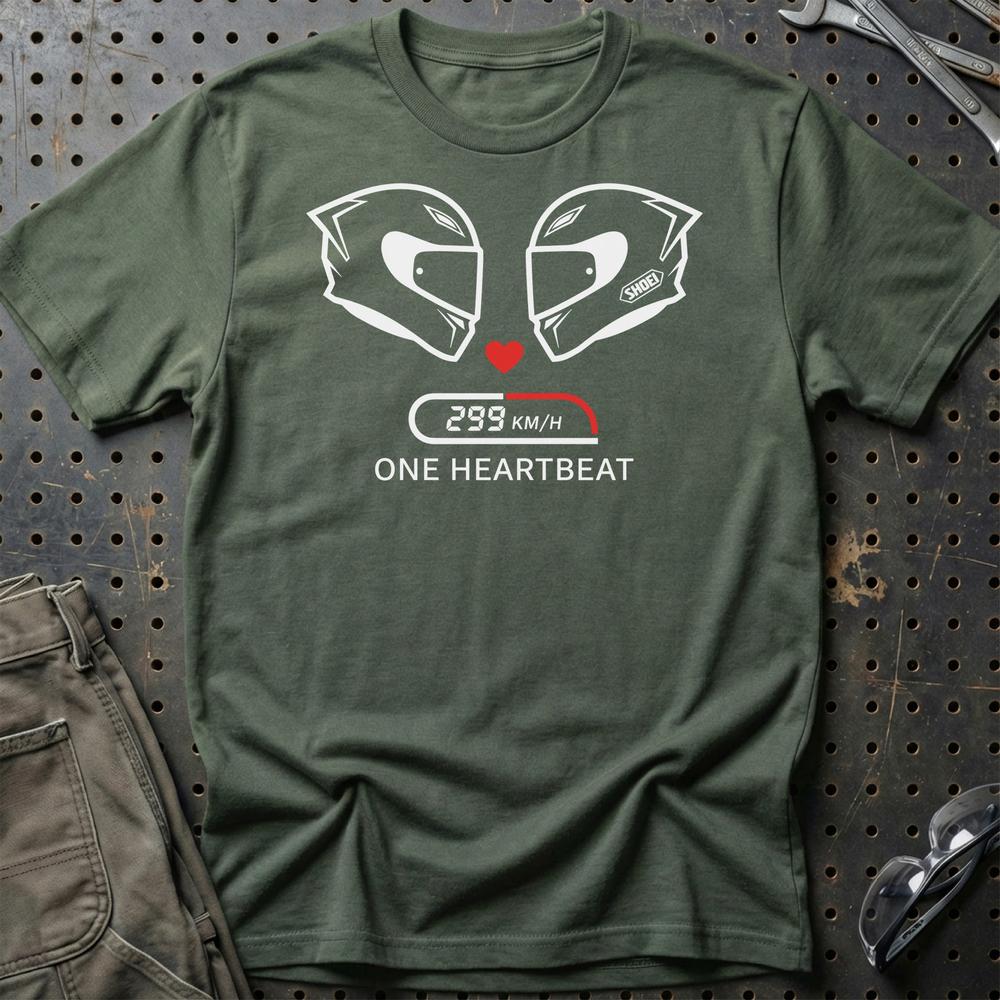 One Hearbeat – Unisex T-Shirt , Bomuld-Beklædning-Garage Culture-Grøn Militær-S-Garage Culture Shop- garage - man cave - merchandise