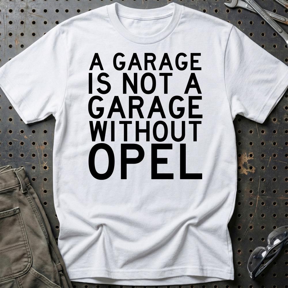 Opel A Garage Is Not A Garage Without Opel Unisex T-Shirt , Bomuld-Beklædning-Opel-Hvid-S-Garage Culture Shop- garage - man cave - merchandise