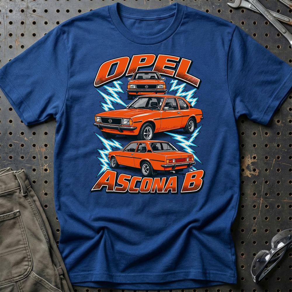 Opel Ascona B T-Shirt-Beklædning-Opel-Blå Royal-S-Garage Culture Shop- garage - man cave - merchandise