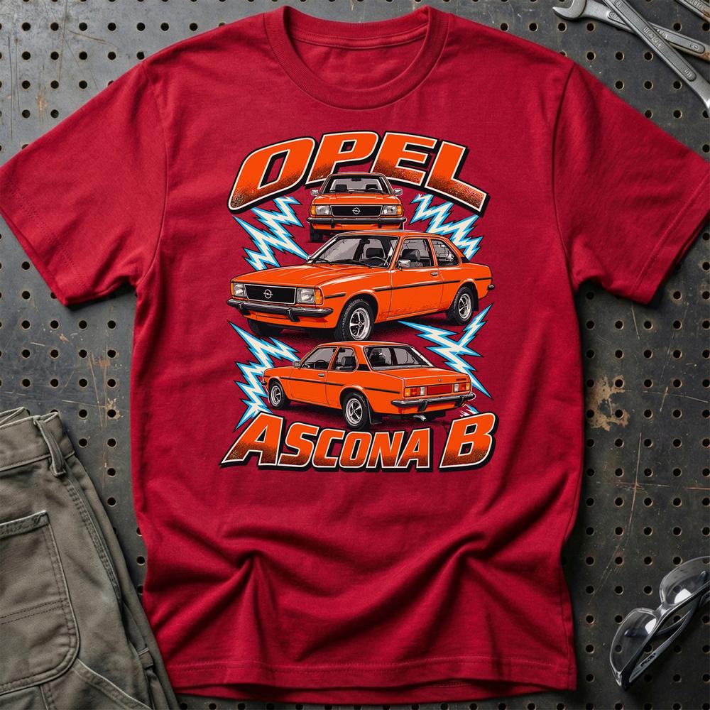 Opel Ascona B T-Shirt-Beklædning-Opel-Rød-S-Garage Culture Shop- garage - man cave - merchandise