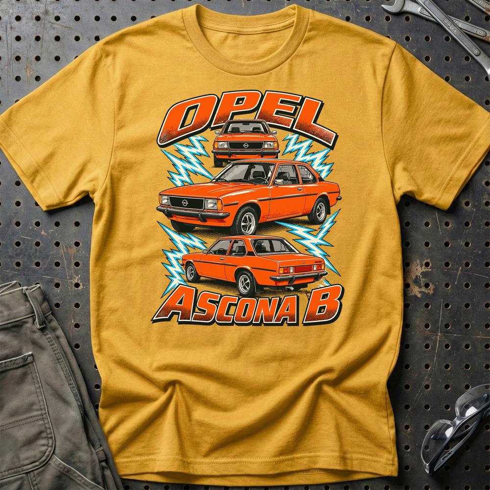 Opel Ascona B T-Shirt-Beklædning-Opel-Guld-S-Garage Culture Shop- garage - man cave - merchandise