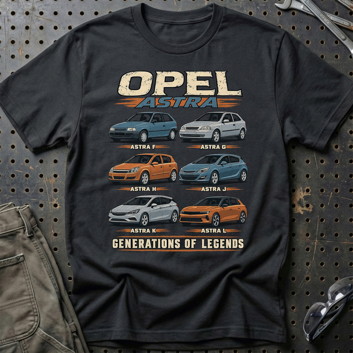 
Opel Astra – Generations of Legends T-Shirt – Sort
