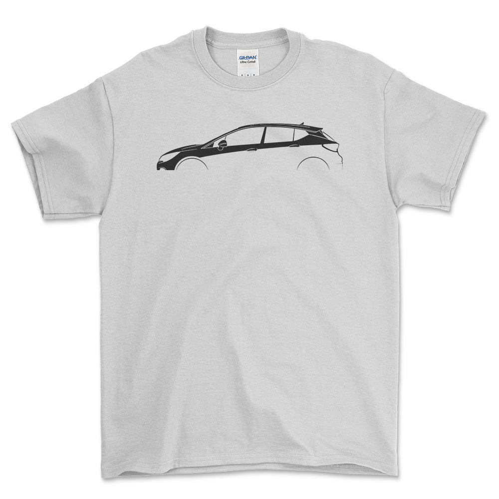 Opel Astra K Silhuet - Unisex T-Shirt , Bomuld-Beklædning-Opel-Hvid-S-Forside-Garage Culture Shop- garage - man cave - merchandise