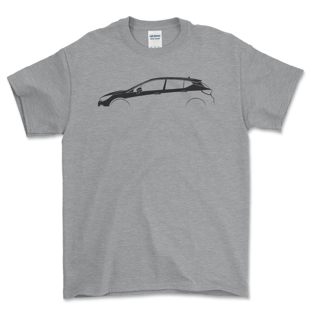 Opel Astra K Silhuet - Unisex T-Shirt , Bomuld-Beklædning-Opel-Grå Sport-S-Forside-Garage Culture Shop- garage - man cave - merchandise