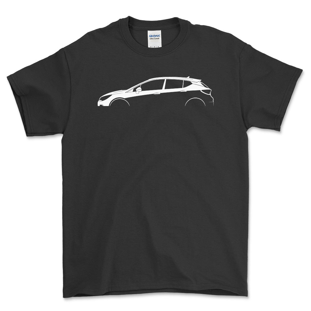 Opel Astra K Silhuet - Unisex T-Shirt , Bomuld-Beklædning-Opel-Sort-S-Garage Culture Shop- garage - man cave - merchandise