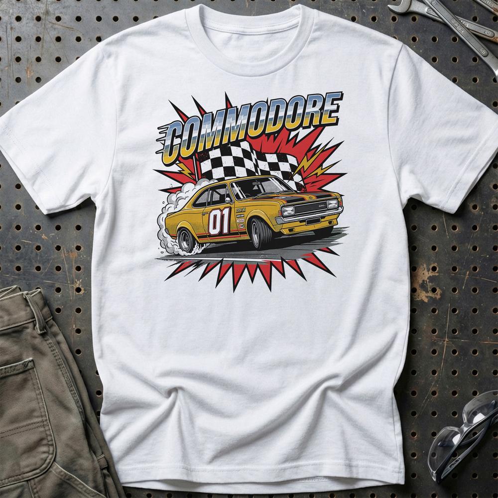 Opel Commodore A GS/E 1970’er Klassiker T-Shirt-Beklædning-Opel-Hvid-S-Garage Culture Shop- garage - man cave - merchandise
