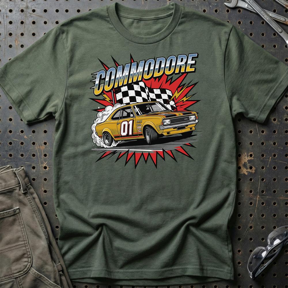 Opel Commodore A GS/E 1970’er Klassiker T-Shirt-Beklædning-Opel-Grøn Militær-S-Garage Culture Shop- garage - man cave - merchandise