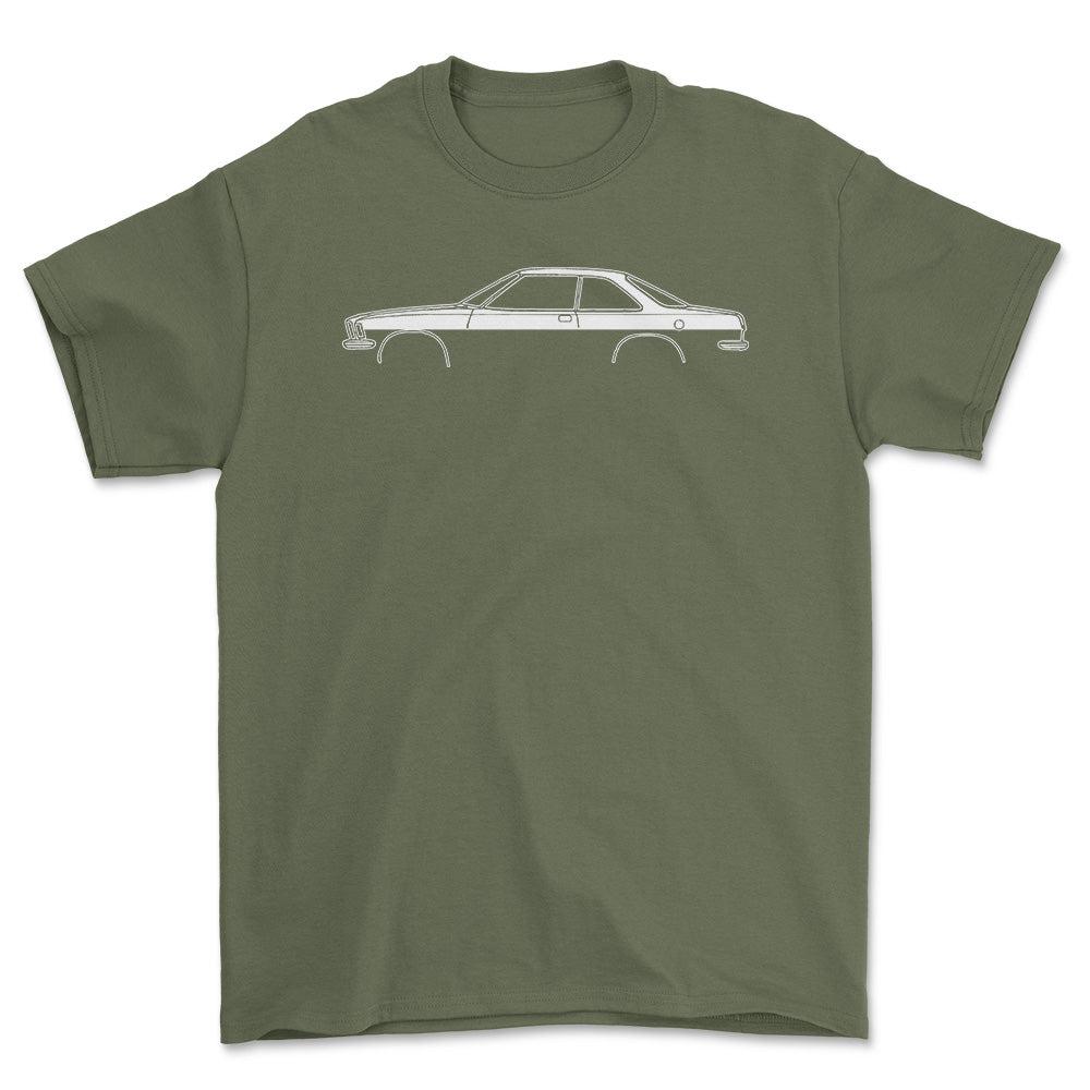Opel Commodore B Coupe Silhuet - Unisex T-Shirt , Bomuld-Beklædning-Opel-Grøn Militær-S-Forside-Garage Culture Shop- garage - man cave - merchandise