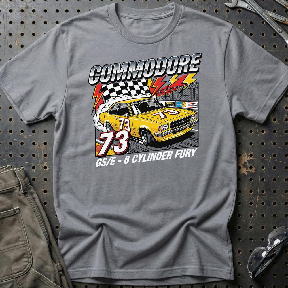 Opel Commodore B GS/E 1973 6 Cylinder Fury T-Shirt-Beklædning-Opel-Grå Sport-S-Garage Culture Shop- garage - man cave - merchandise