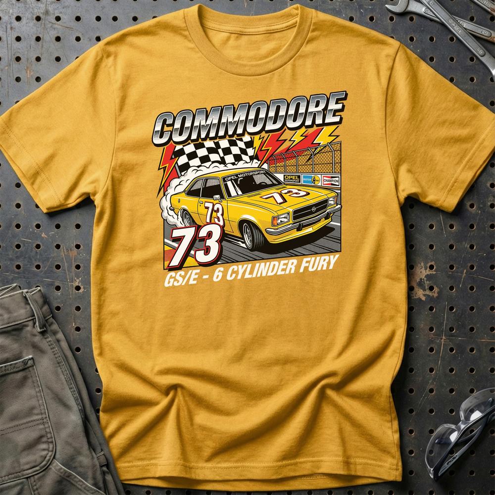 Opel Commodore B GS/E 1973 6 Cylinder Fury T-Shirt-Beklædning-Opel-Guld-S-Garage Culture Shop- garage - man cave - merchandise