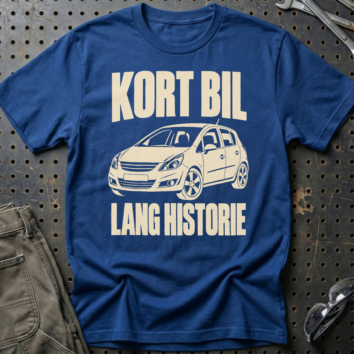 
Opel Corsa D – Kort bil lang historie – Unisex T-Shirt – Blå Royal