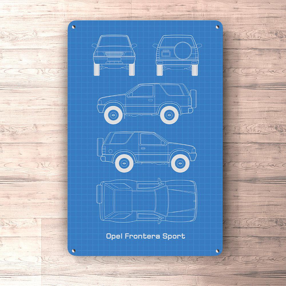 Opel Frontera Sport Blueprint Skilte, Musemåtte, Dørmåtte-Blueprint-Opel-Garage Culture Shop- garage - man cave - merchandise