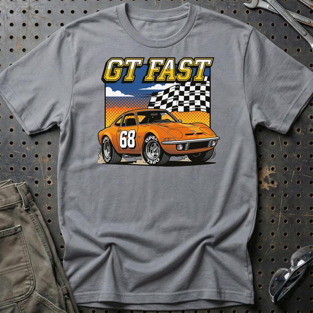 Opel GT 1968 GT Fast Retro Sportsvogn T-Shirt-Beklædning-Opel-Grå Sport-S-Garage Culture Shop- garage - man cave - merchandise