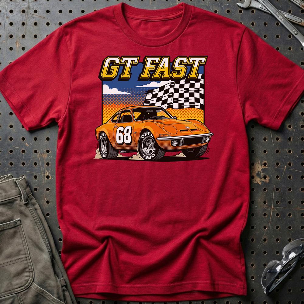 Opel GT 1968 GT Fast Retro Sportsvogn T-Shirt-Beklædning-Opel-Rød-S-Garage Culture Shop- garage - man cave - merchandise