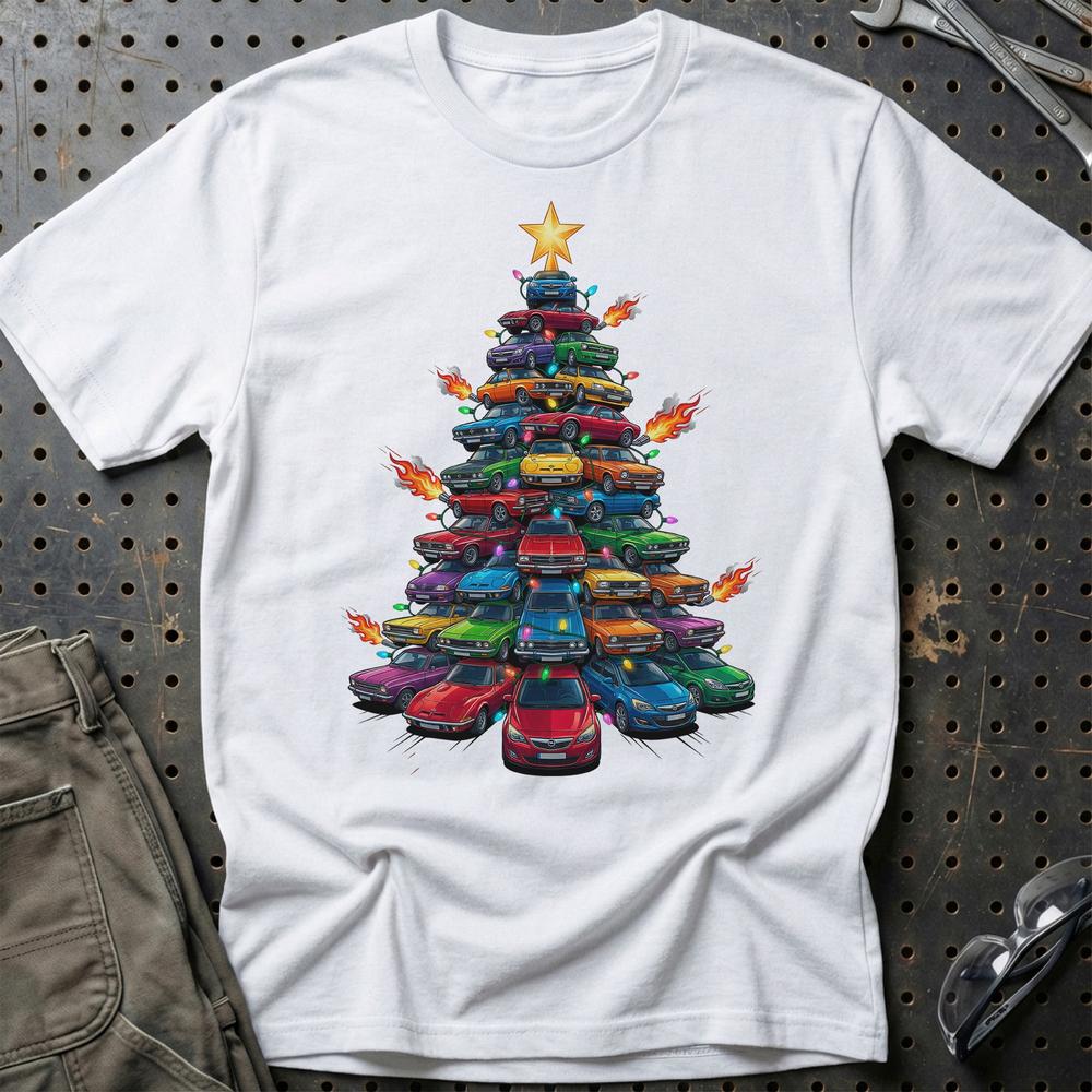 Opel Juletræ Christmas Tree T-Shirt-Beklædning-Opel-Hvid-S-Garage Culture Shop- garage - man cave - merchandise
