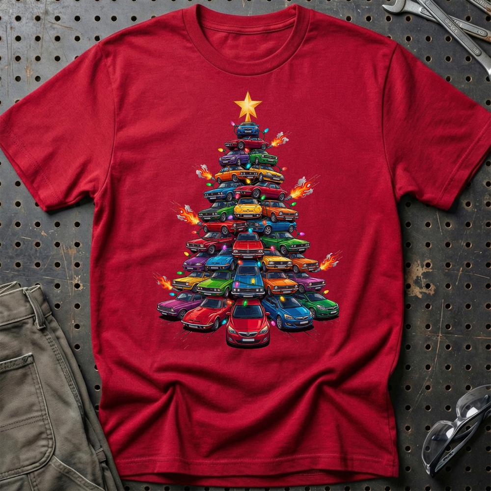 Opel Juletræ Christmas Tree T-Shirt-Beklædning-Opel-Rød-S-Garage Culture Shop- garage - man cave - merchandise