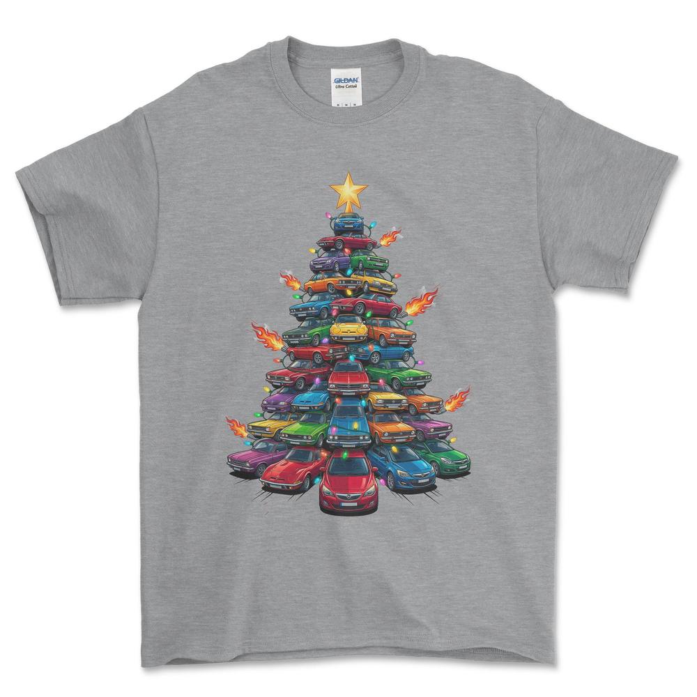 Opel Juletræ Christmas Tree - Unisex T-Shirt-Beklædning-Opel-Grå Sport-S-Forside-Garage Culture Shop- garage - man cave - merchandise