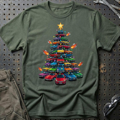 Opel Juletræ Christmas Tree - Unisex T-Shirt-Beklædning-Opel-Grøn Militær-S-Garage Culture Shop- garage - man cave - merchandise