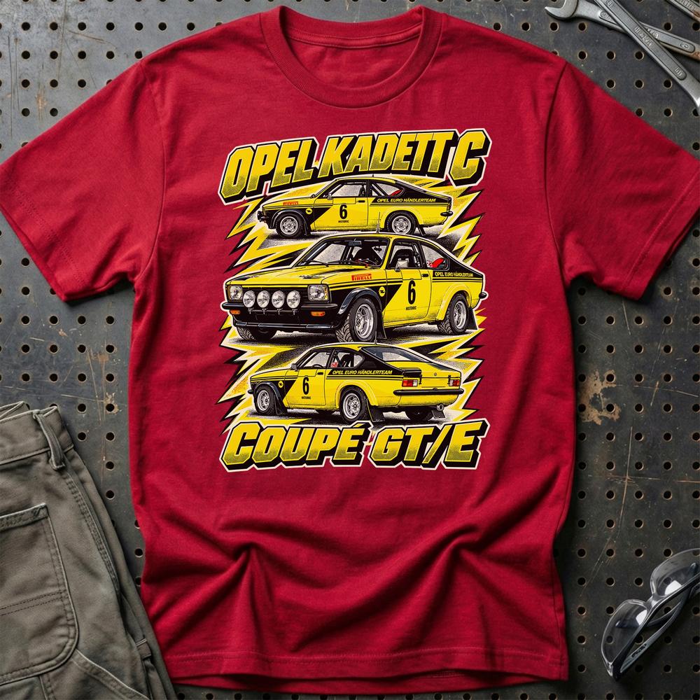 Opel Kadett C Coupé GT/E T-Shirt-Beklædning-Opel-Rød-S-Garage Culture Shop- garage - man cave - merchandise