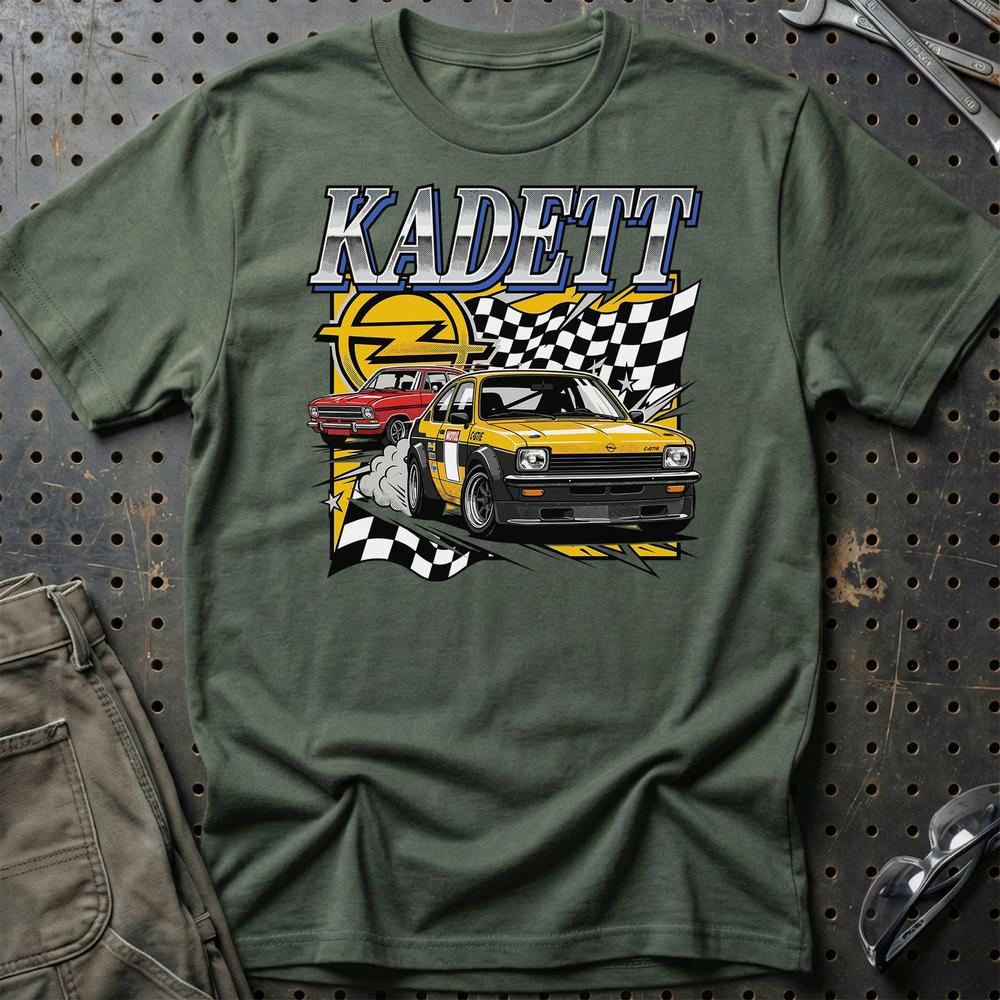 Opel Kadett Classic German Racing Legend - Unisex T-Shirt-Beklædning-Opel-Grøn Militær-S-Garage Culture Shop- garage - man cave - merchandise