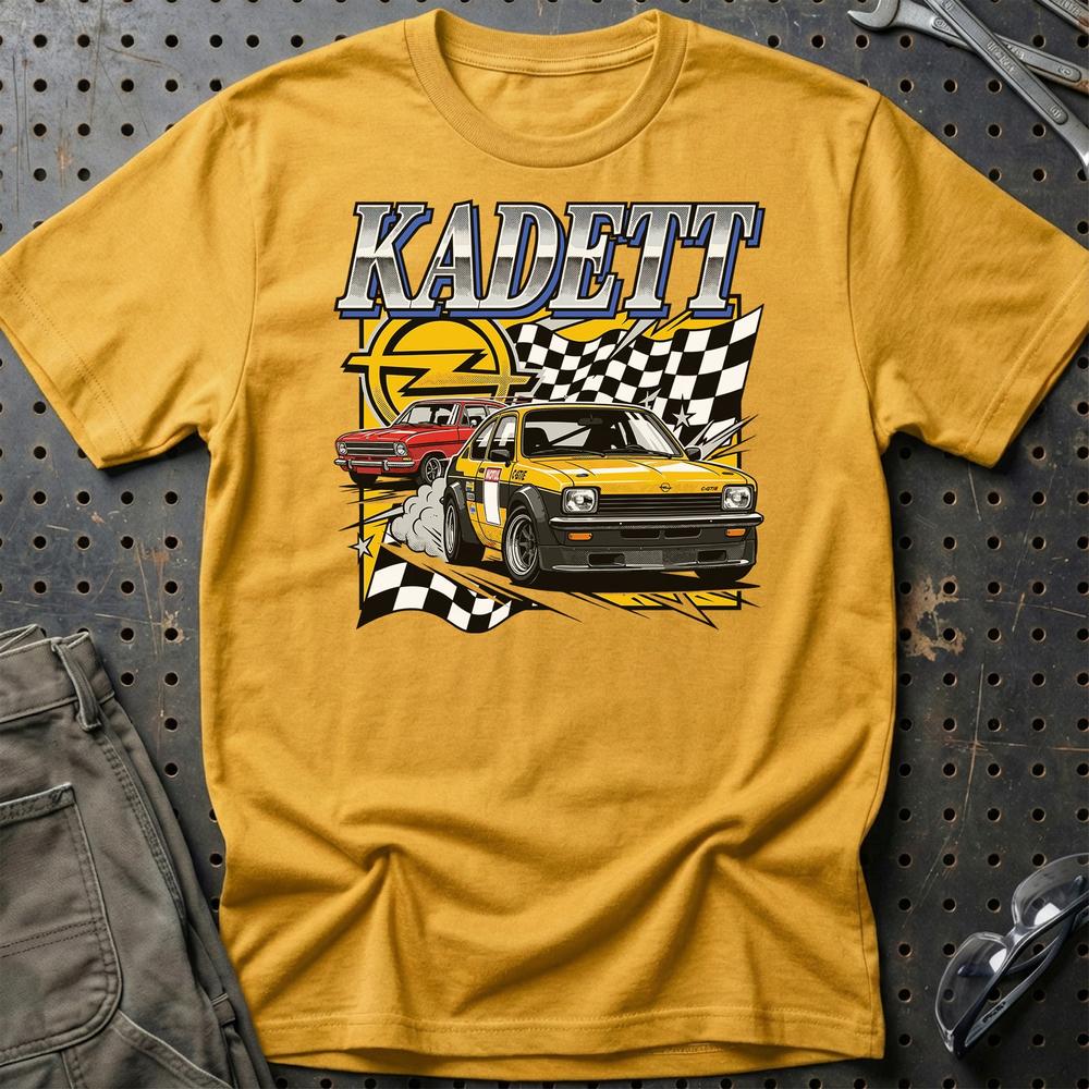 Opel Kadett Classic German Racing Legend - Unisex T-Shirt-Beklædning-Opel-Guld-S-Garage Culture Shop- garage - man cave - merchandise