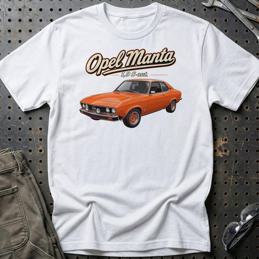Opel Manta 1,9 T-Shirt-Beklædning-Opel-Hvid-S-Garage Culture Shop- garage - man cave - merchandise