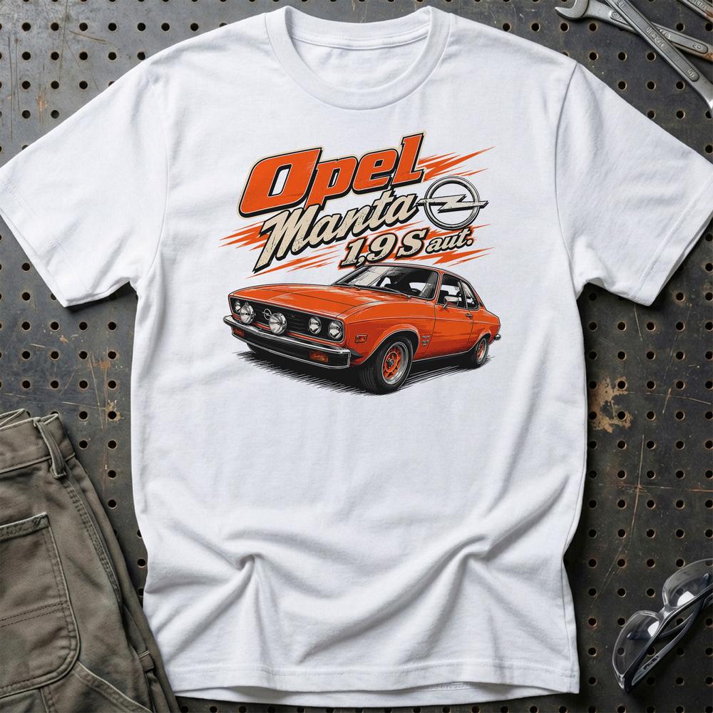 Opel Manta 1,9 T-Shirt-Beklædning-Opel-Hvid-S-Garage Culture Shop- garage - man cave - merchandise