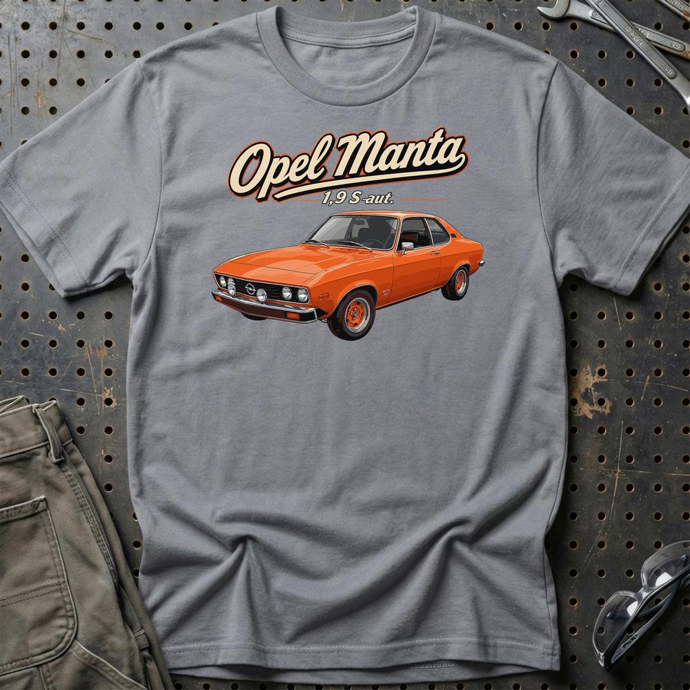 Opel Manta 1,9 T-Shirt-Beklædning-Opel-Grå Sport-S-Garage Culture Shop- garage - man cave - merchandise
