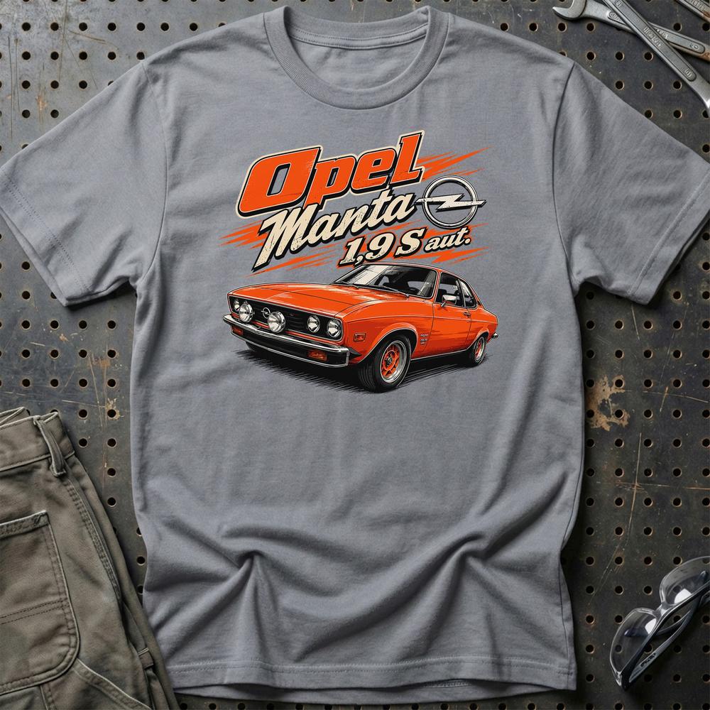 Opel Manta 1,9 T-Shirt-Beklædning-Opel-Grå Sport-S-Garage Culture Shop- garage - man cave - merchandise