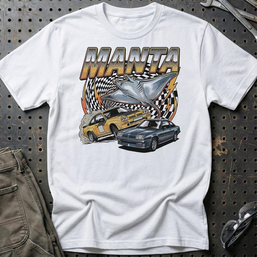Opel Manta A B Classic German Street Legend - Unisex T-Shirt-Beklædning-Opel-Hvid-S-Garage Culture Shop- garage - man cave - merchandise