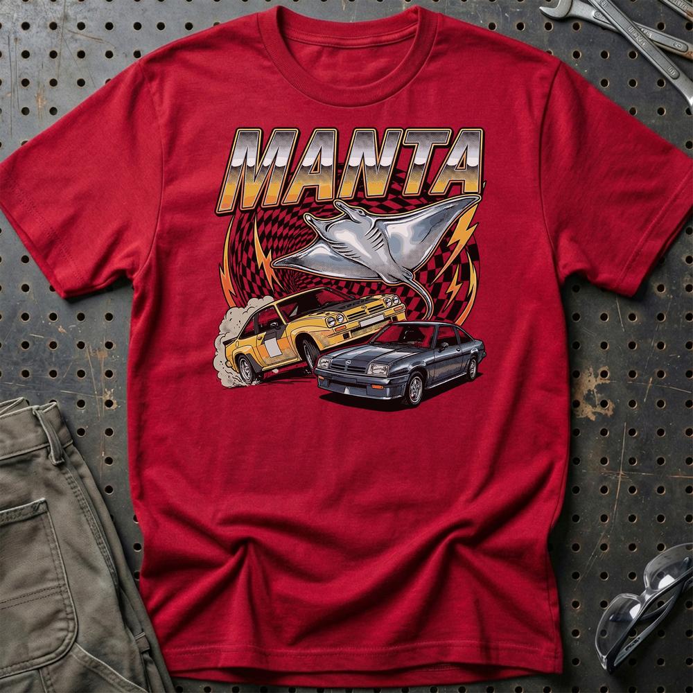 Opel Manta A B Classic German Street Legend - Unisex T-Shirt-Beklædning-Opel-Rød-S-Garage Culture Shop- garage - man cave - merchandise