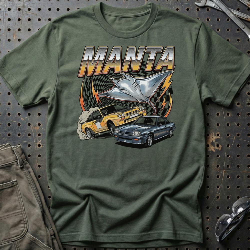 Opel Manta A B Classic German Street Legend - Unisex T-Shirt-Beklædning-Opel-Grøn Militær-S-Garage Culture Shop- garage - man cave - merchandise
