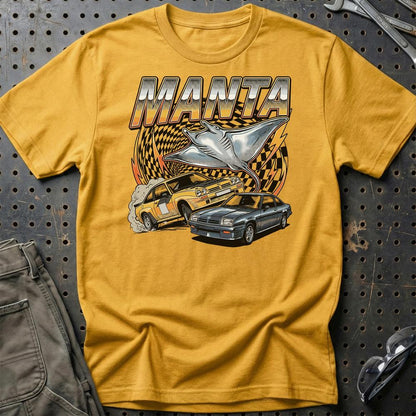 Opel Manta A B Classic German Street Legend - Unisex T-Shirt-Beklædning-Opel-Guld-S-Garage Culture Shop- garage - man cave - merchandise
